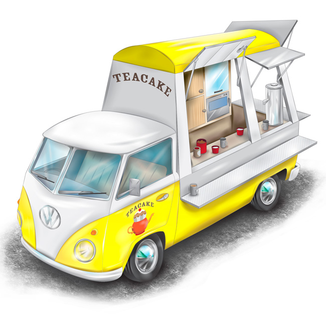 illustration of vw campervan